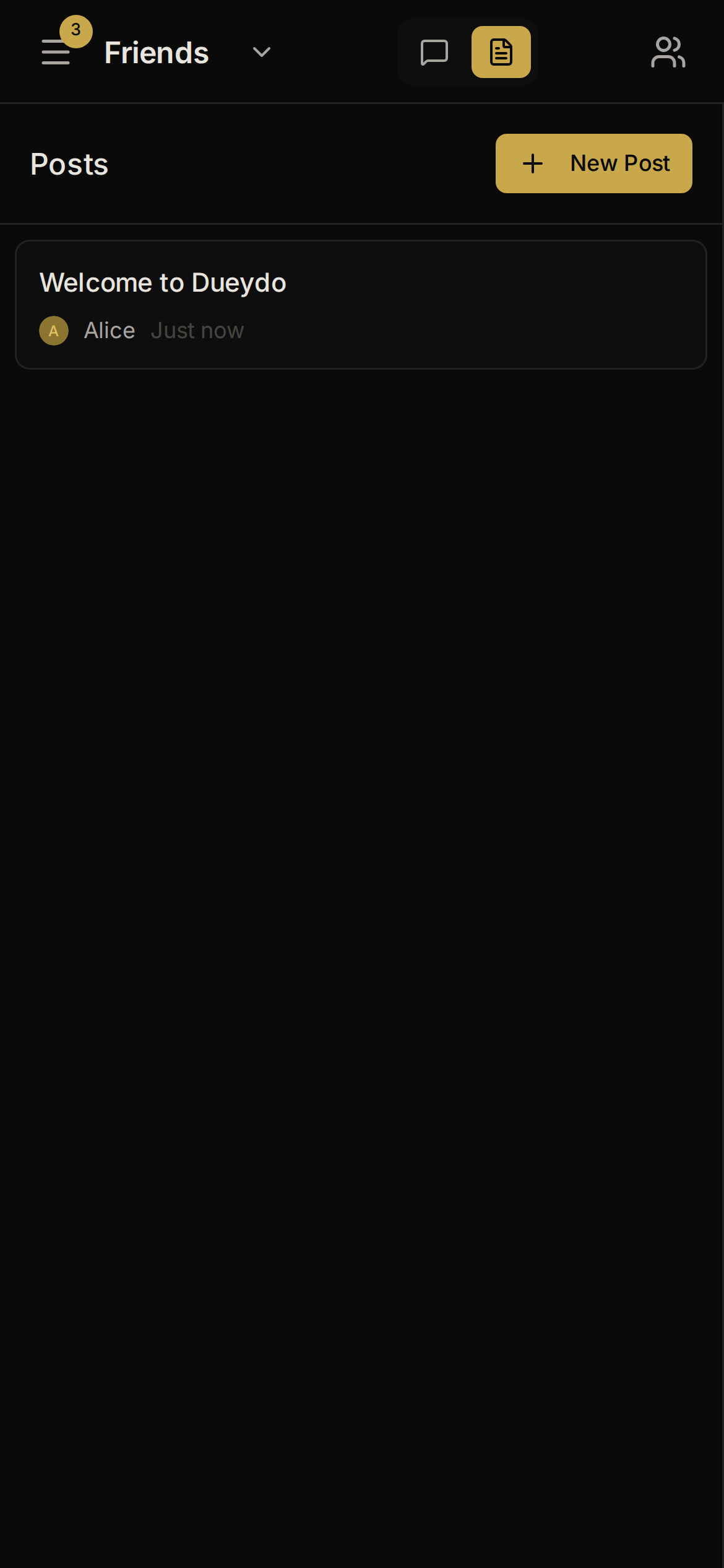 Dueydo posts in dark mode