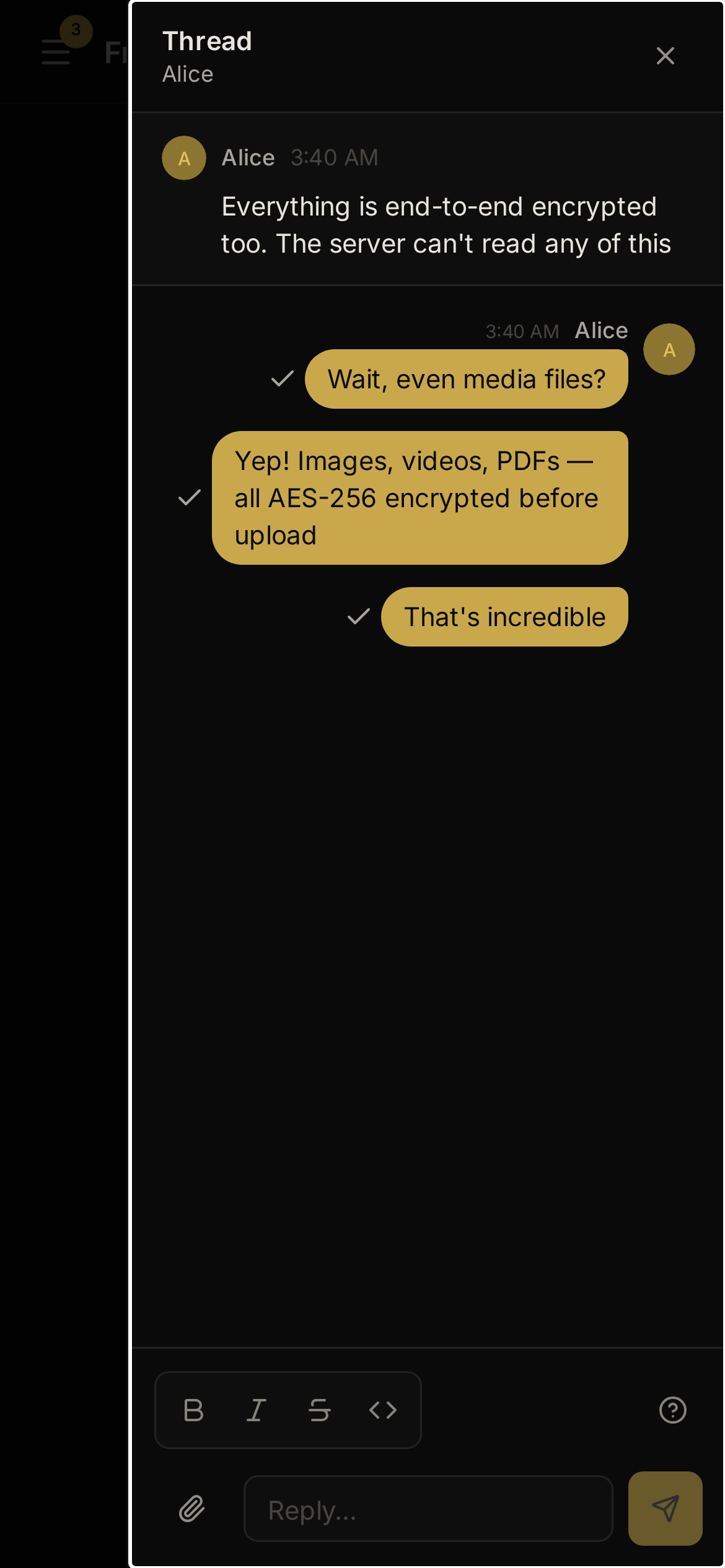 Dueydo thread in dark mode